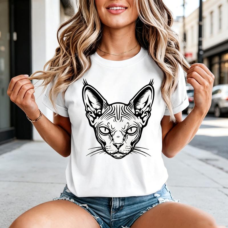 Sphynx Cat Tshirt for Unisex Unisex Funny Cat Lover Graphic Tee Cotton Casual Animal Print Top