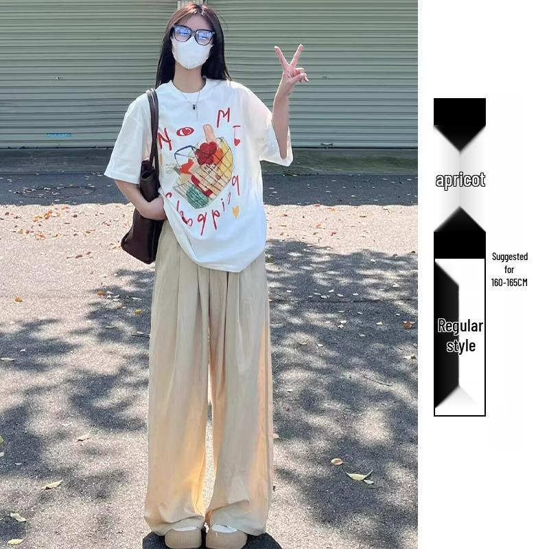 Маленькие летние брюки из ледяного шелка с широкими штанинами и высокой талией для женщин