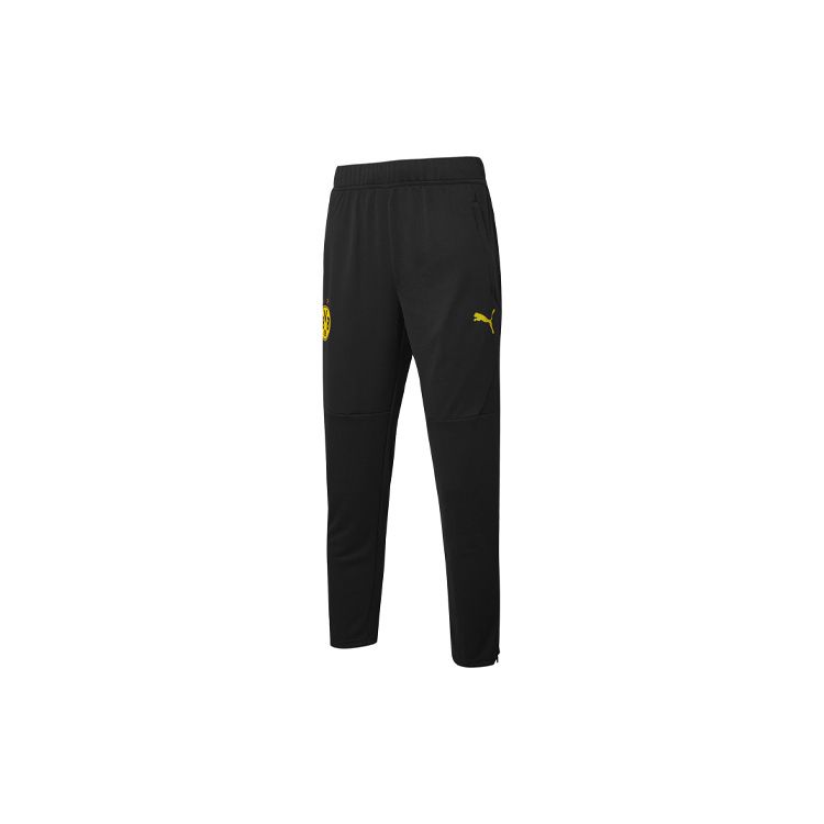 Puma Боруссия Дортмунд Футбольный принт с эластичными манжетами и средней талией Трикотажные джоггеры Мужские брюки Черные 758583-02