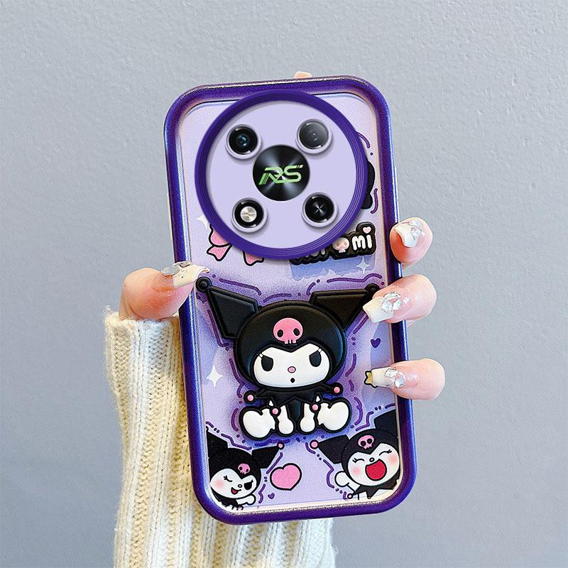 KEYSION Shockproof Case for Itel RS4 with Lanyard Soft Silicone Cute 3D Cartoon Doll Phone Back Cover for Itel RS4