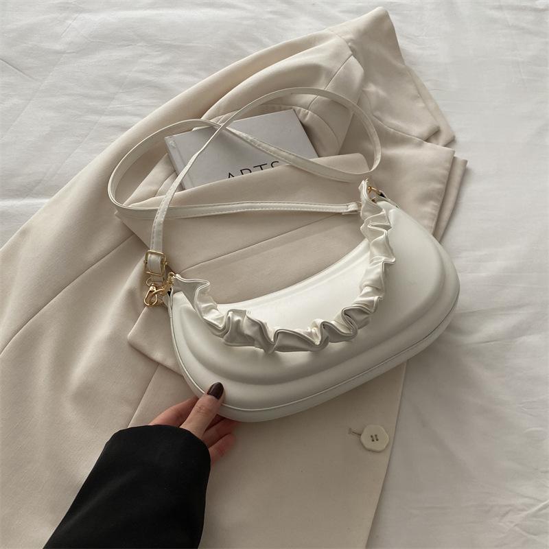 Простая однотонная ретро-сумка с новой текстурой, модная, повседневная, плиссированная, ручная, через плечо, на одно плечо, подмышечная сумка