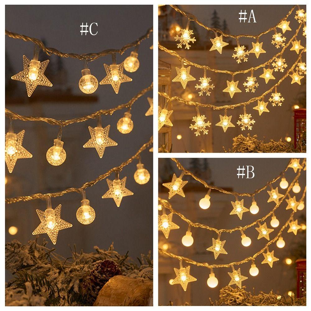 Fairy Light Snowflake Light String Flash Christmas Tree Lamp Stars String Lights Birthday Party