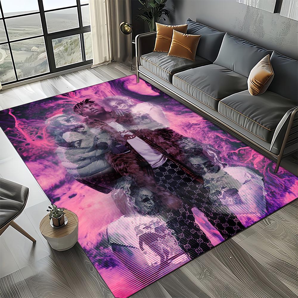 3D Print Juice WRLD 999 Legend Rapper Album Carpet Rug for Living Room Bedroom Home Sofa Decoration,Kids Play Non-slip Floor Mat