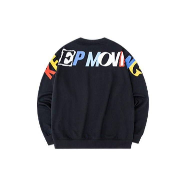 Anta Свитшот Life Series с буквенным принтом, топы унисекс, черный 152238708-2