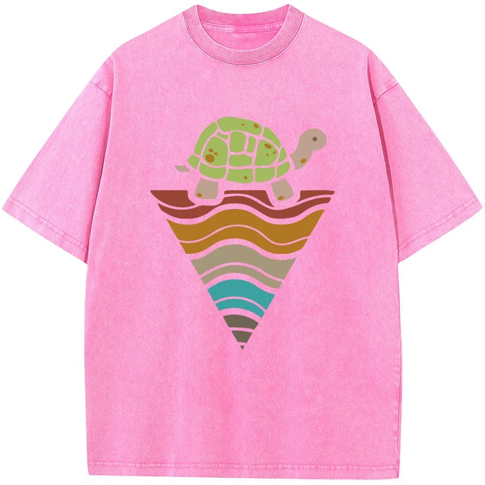 Мужская футболка с коротким рукавом «Треугольная черепаха» Мужская Женская Повседневная футболка оверсайз Винтажная цветная Мужские футболки