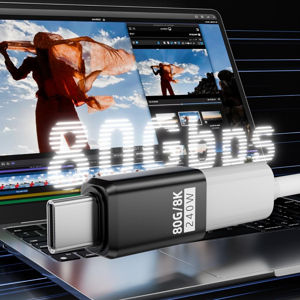 USB4 V2 90 Degree Type C Angle Adapter 80Gbps Thunderbolt 5 4 3 Elbow Adapter 240W USB-C Cable Connector 40Gbps for MacBook Air