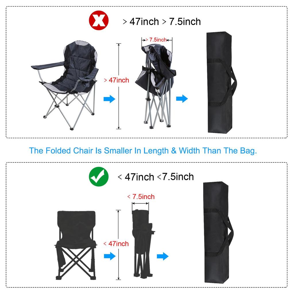 PATIKIL 47" Camp Chair Replacement Bag Set of 2 Nylon Collapsible Carry Bags with Shoulder Strap for Outdoor Camping Black