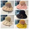 Защита от УФ-лучей Солнцезащитная шляпа Корейский стиль Бант Панама Широкие поля Соломенная шляпа от солнца Лето