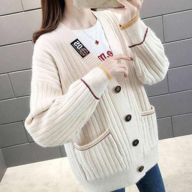 Вязаный кардиган, свитер, куртка, женская сетка, красный ленивый ветер, свободный топ, осенняя женская мода, корейская версия