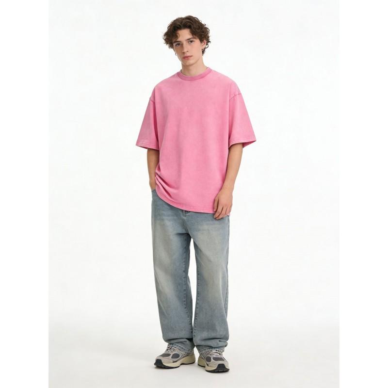 Premium Heavyweight 240g Cotton Washed Distressed Oversized Unisex T-Shirt Loose Fit Casual Tee