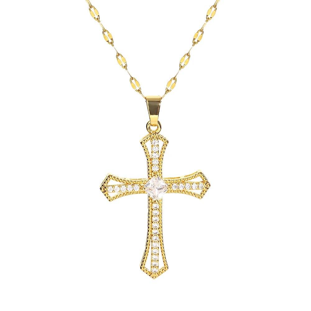 Религиозное ожерелье с крестом для женщин и мужчин, цепочка из нержавеющей стали, христианский кулон, воротник, молитва, крещение, Рождественский подарок