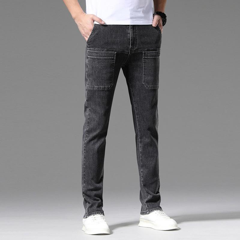 Stretch Men's Jeans Summer New Youth Popular Small Straight Trousers Men's Multi-pocket Casual Trousers