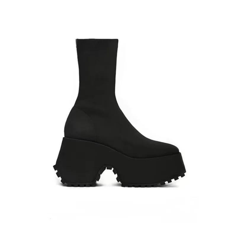 Brand Gothic Style Sexy Elegant Chunky Platform Women Ankle Boots Big Size Walking Comfy Woman Shoes Platform Boots D315