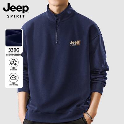 JEEP SPIRIT Мужской свитшот из плотного материала свободного кроя со стойкой