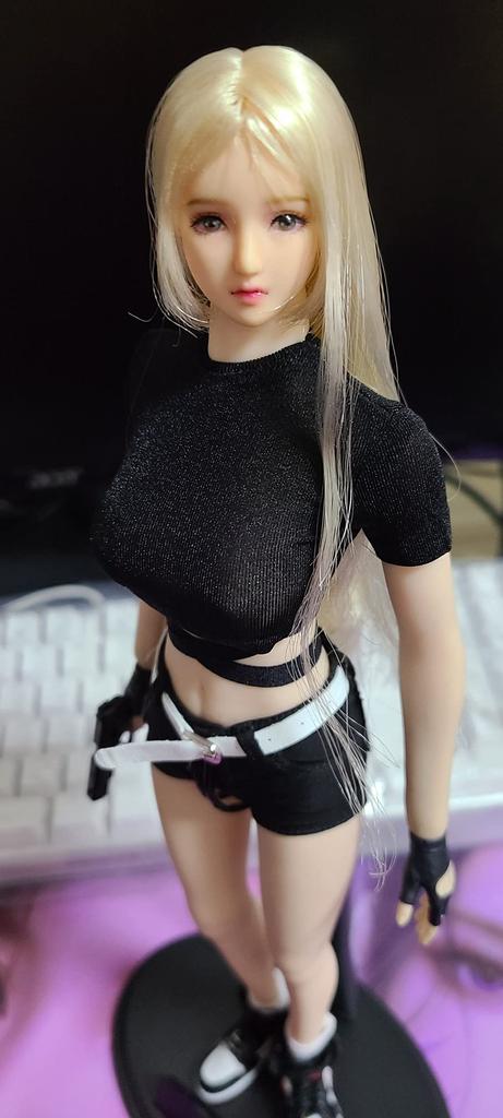 Аксессуары для женской сексуальной куклы с передним ремешком и одеждой, отличной от [TOYBARJAPAN] 1/6 фигурки/Красивая футболка (голова, тело, обувь,