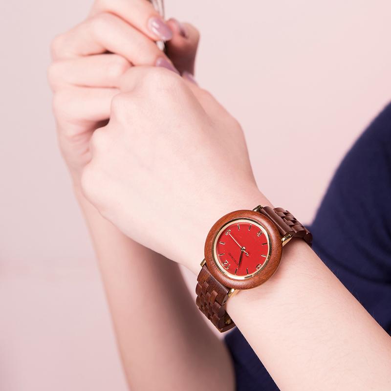 BOBOBIRD Деревянные женские часы Простые женские кварцевые наручные часы Индивидуальные женские подарки на День святого Валентина Прямая поставка Relgio feminino