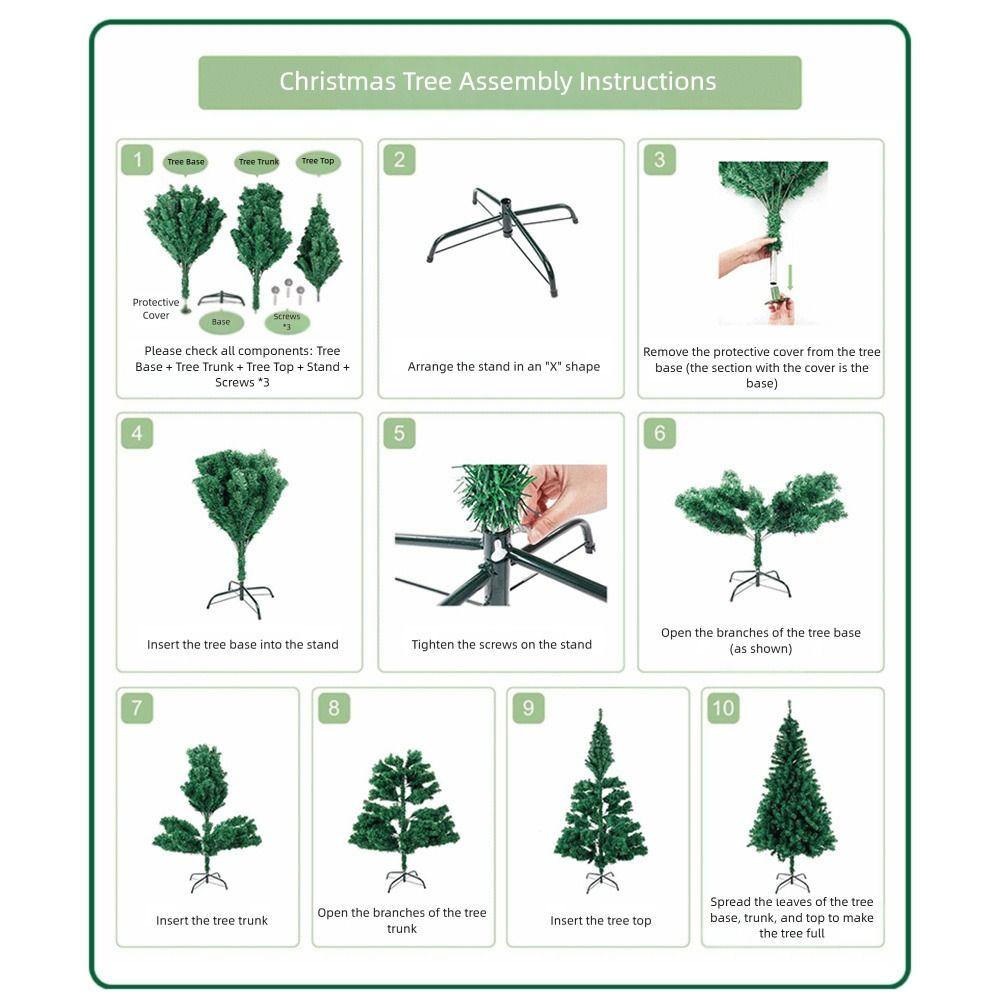 Зеленая Искусственная Рождественская Елка ПВХ Зашифрованный Дизайн Имитация Искусственной Ели Рождественская Атмосфера Металлическая Подставка