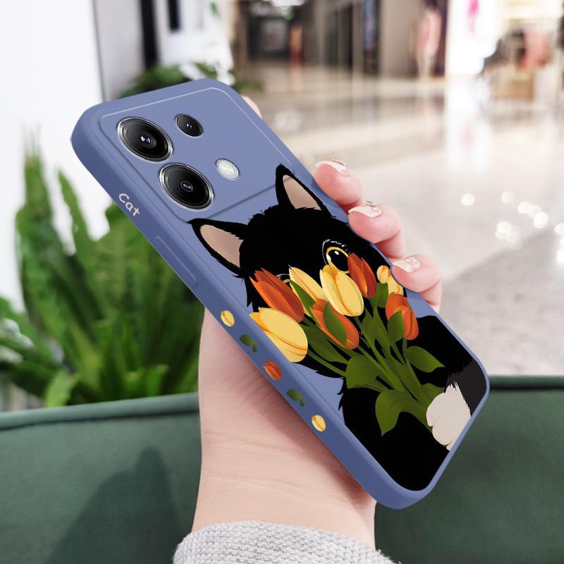 Чехол-кейс для телефона с милым котиком-тюльпаном для Xiaomi Poco F8 F7 X7 X6 F6 M6 M5 M5S F5 X5 F4 X4 M4 F3 M3 X3 Pro 4G 5G GT Силиконовый чехол