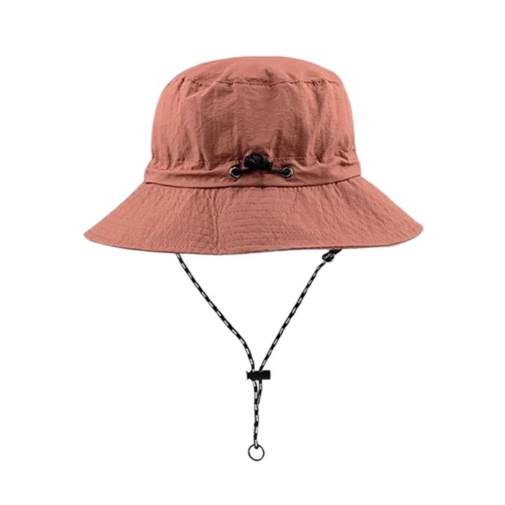 Summer Sun Protection Waterproof Quick Dry Foldable Unisex Bucket Hat Windproof Rope Fisherman Hat for Women Men