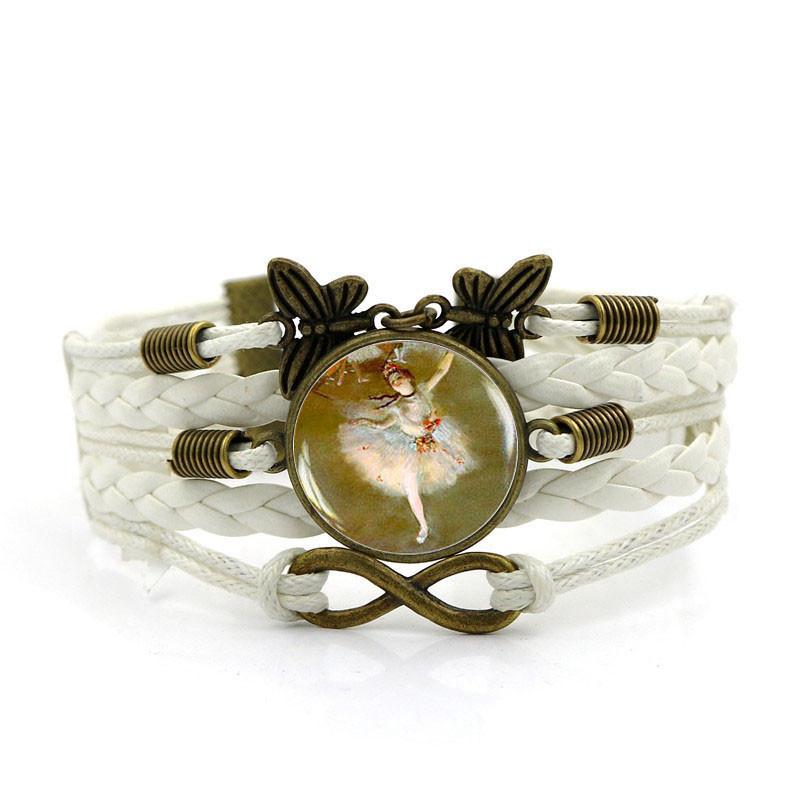 Элегантный браслет с драгоценными камнями времени с узором балерины для женщин, винтажные плетеные украшения с символом бабочки и бесконечности