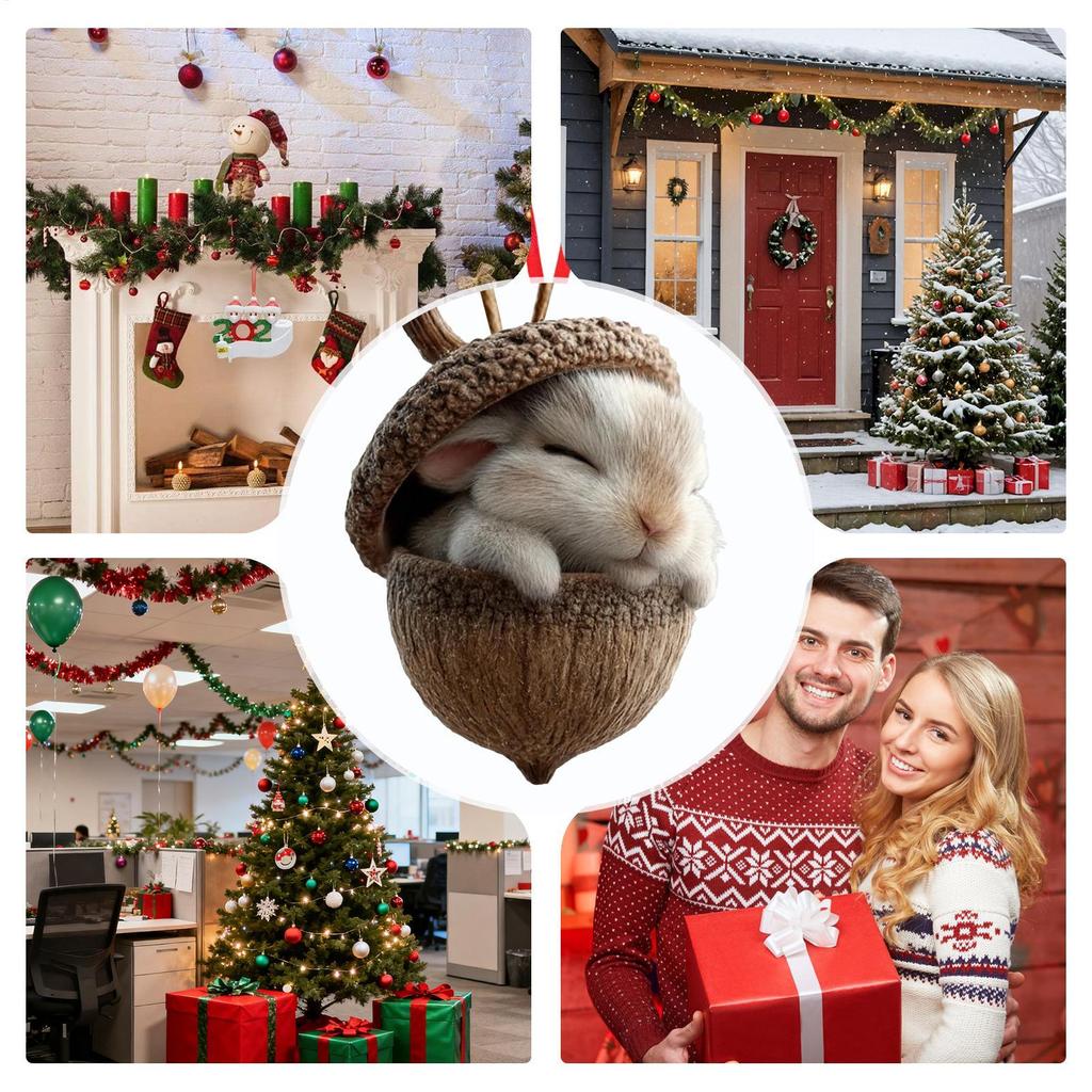 Animal Christmas Ornaments 2D Acrylic Seasonal Decoration Hangable Holiday Decorations for Home Office Living Room Study Garden