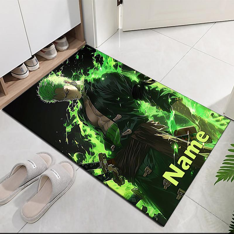 Custom Name Roronoa Zoro Printed Carpet, for Office Chair Living Room Bedroom Kitchen Room Decor Gifts.