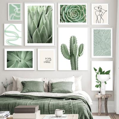 Зеленая агава кактус листья растения абстрактные настенные картины холст скандинавские постеры и принты для декора гостиной настенные картины