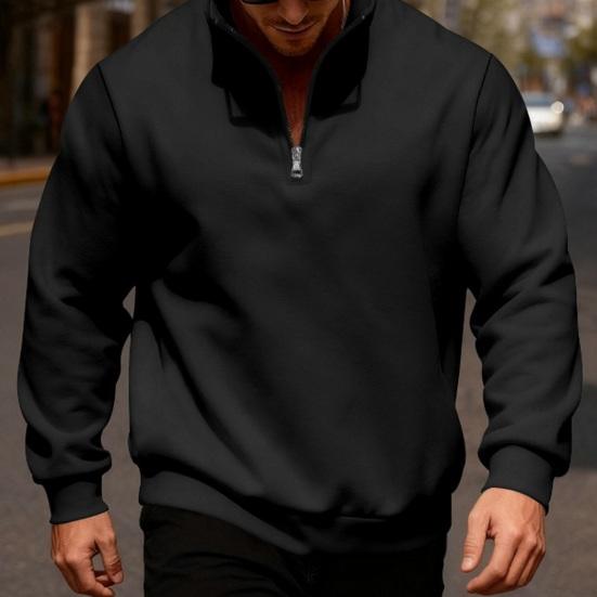 Мужской свитшот на молнии до середины груди, с воротником-стойкой, на флисовой подкладке, пуловер однотонный, свободный, повседневный, теплый, для зимних видов спорта, уличной одежды, вечеринок