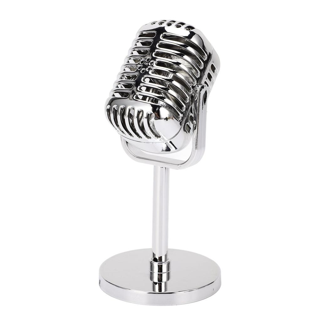 Retro Microphone Props Simulation Classic Fake Vintage Microphone Prop Model for Bar Decoration Electroplated 6