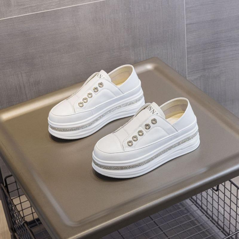 Leather Little White Shoes Women's Spring New Sports Little White Shoes Women's Versatile Thick-soled Heightening Casual Shoes Board Shoes