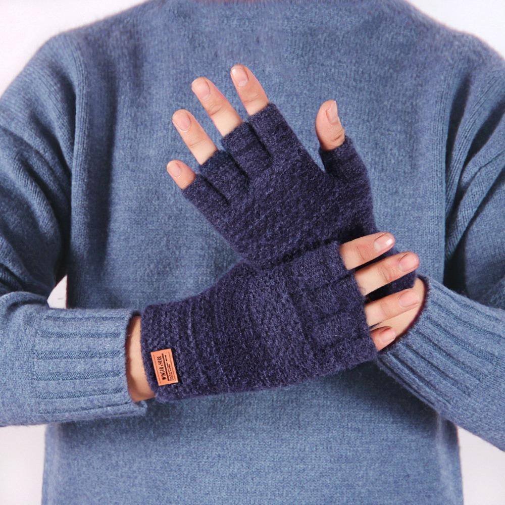 For Female Outdoors Half-finger Gloves Fingerless Mittens Warm Hand Accessories Knitted Gloves