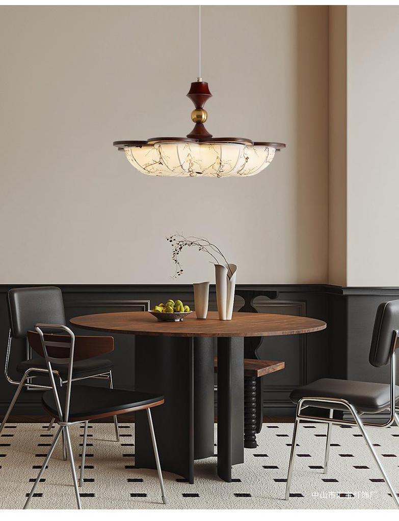 Китайская люстра эпохи Сун: Ретро Ткань и Дерево Грецкого Ореха Зенитный Потолочный Светильник