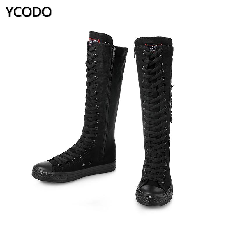 Весенне-осенние женские ботинки, парусиновые сапоги до середины икры, повседневная обувь с высоким берцем, длинные сапоги, удобные ботинки на плоской подошве со шнуровкой, размер 34-43