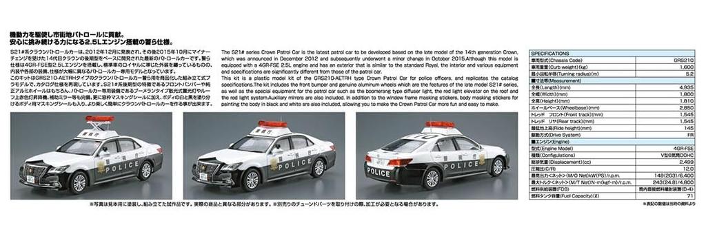Aoshima Bunka Kyozaisha The Model Car Series Toyota GRS210 Crown Patrol Car Police Пластиковая модель 1/24 № 129 '16