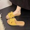 Fashion out versatile beach Internet celebrity cool slippers women 2025 summer new flat bottom one word cool slippers women wear