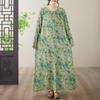 Платье женское повседневное свободное хлопковое винтажное с цветочным принтом больших размеров с длинным рукавом новинка