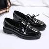 Fashion Autumn New Ladies Single Shoes Fashion Bow Leather Footwear Coarse Heeled Outdoor Non Slip Loafers Casual Comfort Women's Flat