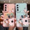Красивый цветочный узор противоударный прозрачный чехол для Samsung S24 FE S23 Ultra S22 A16 A15 A55 A35 A54 прозрачный слот для карт мягкий силиконовый чехол для телефона