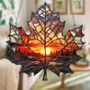Maple Leaf Sun Catcher Sunset Hanging Decoration Stained Glass Style Acrylic Ornament for Bedroom Kitchen Window Balcony