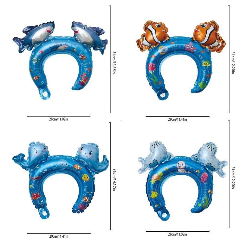 4/16 Повязка для волос с морскими животными, воздушный шар из алюминиевой пленки, подходит для декоративных шаров на морскую тематику