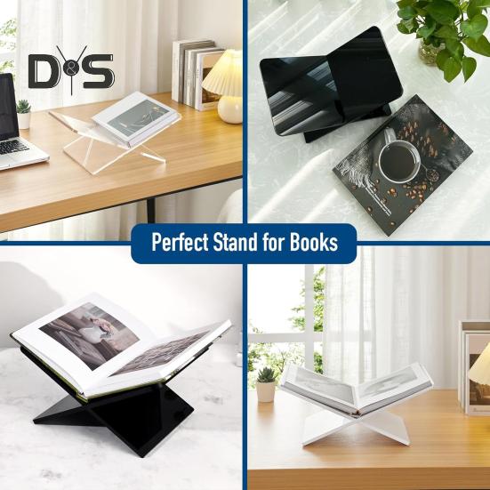 2 шт./комплект акриловая подставка для книг держатель X-образный дизайн прозрачный стиль утолщенная полка для чтения книжная витрина для книг