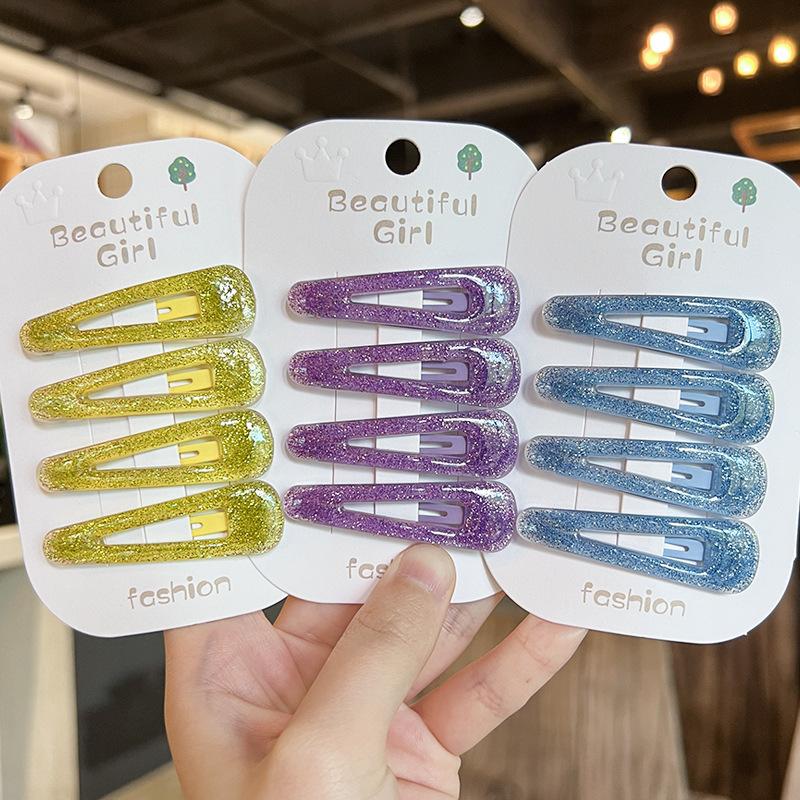 4 шт./компл. модные заколки для волос в виде желе для детей, блестящие однотонные детские заколки BB, корейские заколки для волос, милые аксессуары для волос