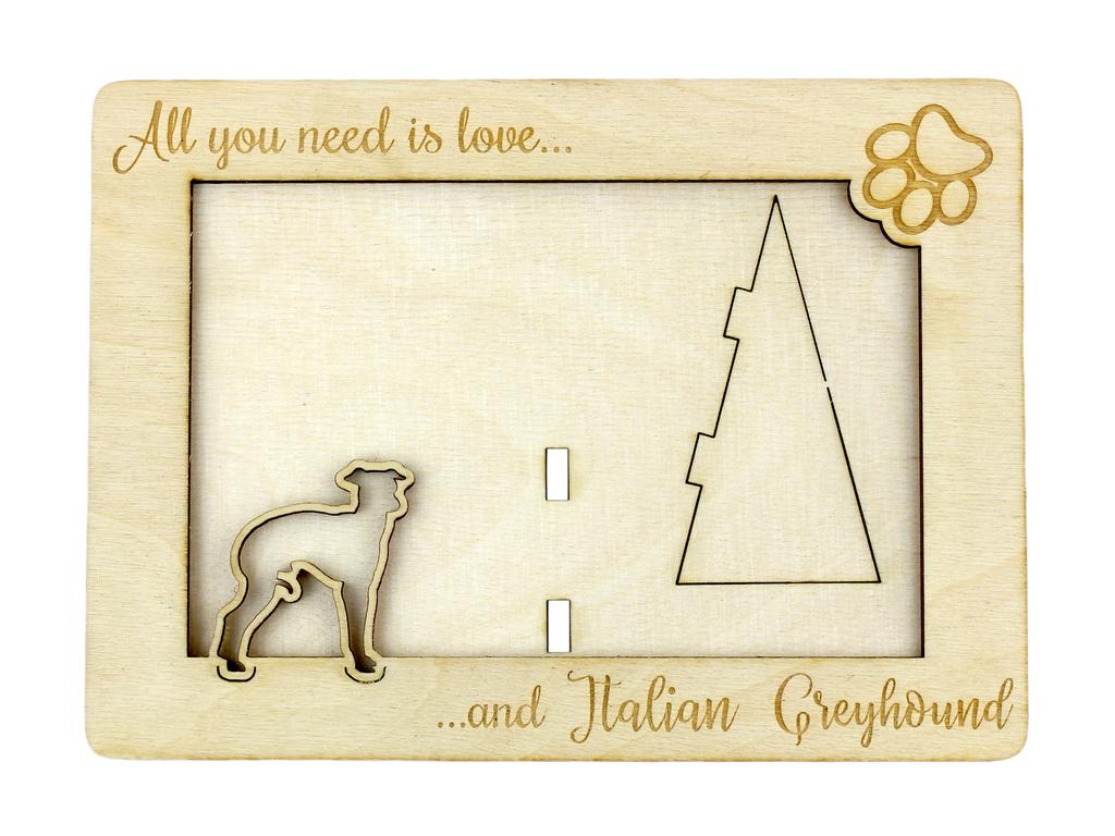 Italian Greyhound, Italian Sighthound - Photo frame, engraved wooden frame, a lovely gadget for the dog lover by Art-Dog