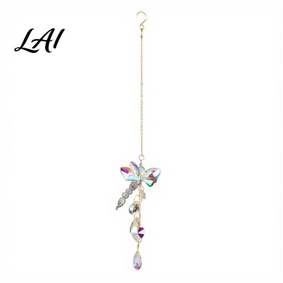 Crystal Wind Chimes for Garden Butterfly & Dragonfly Suncatcher Colorful Rainbow Maker Prism Hanging Unique Housewarming Gifts New Home Ornament,