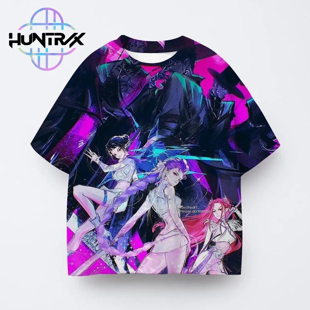 Kpop Охотники на демонов 3D-принт Спортивная футболка для мальчика Уличная мода Девичья группа Харадзюку Y2K Детская одежда с коротким рукавом Летний топ