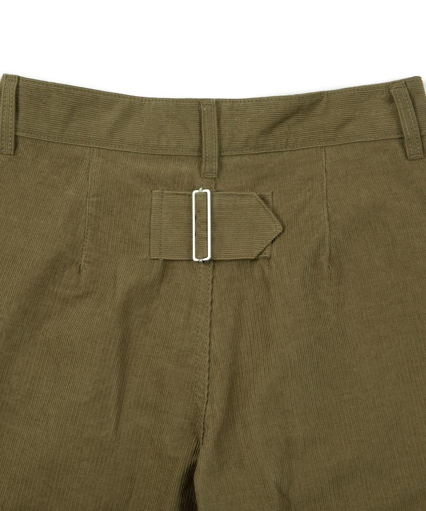 COTTON BELL Corduroy Cinch-Back Pants - Khaki