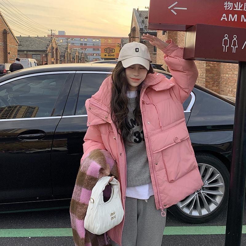 Пуховик женский новый зимний длинный хлопковый пуховик с капюшоном теплый свободный хлебный пуховик пальто толстое