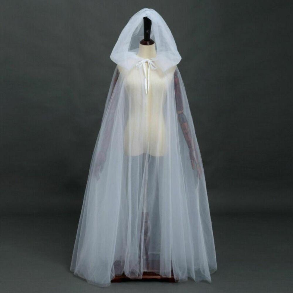 Transparent Mesh Ghost Cloak Dress Up Hooded Cloak Funny Women Halloween Costume  Cosplay