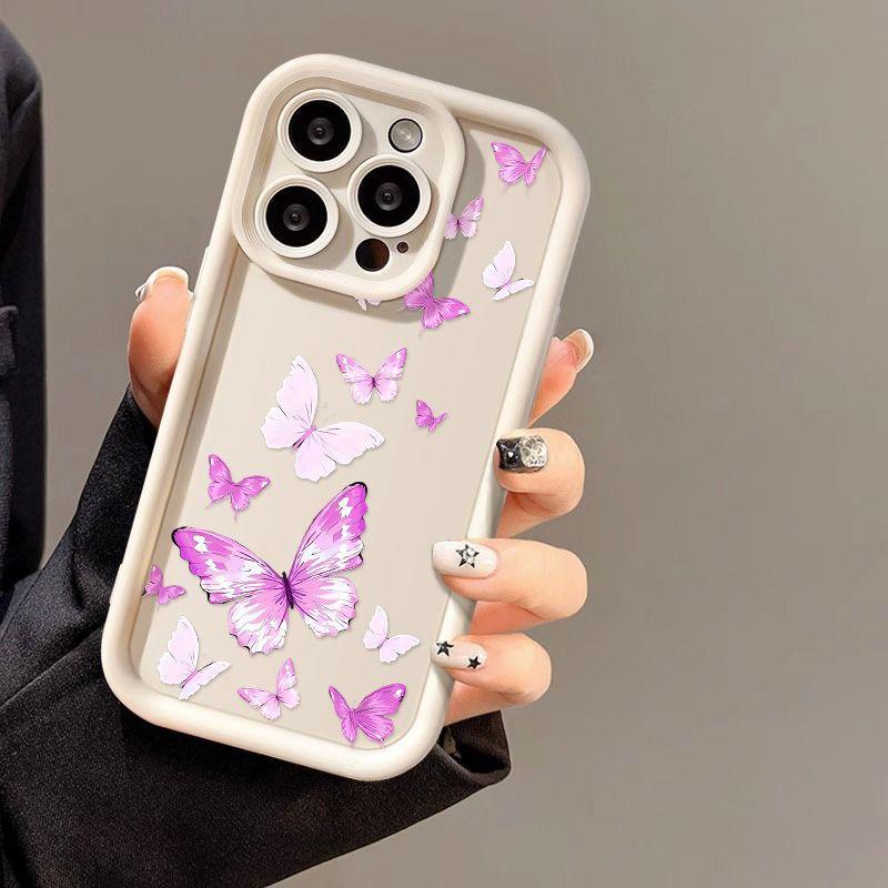 Фиолетовая бабочка для чехла мобильного телефона iPhone17 ProMax 16 Apple 17 матовый 14/15 Премиум 13 фабрика