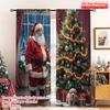 2pcs 2D Flat Printing Merry Christmas Window Drapes Santa Claus Christmas Snow Dog Polyester Without Electricity Birthday Party